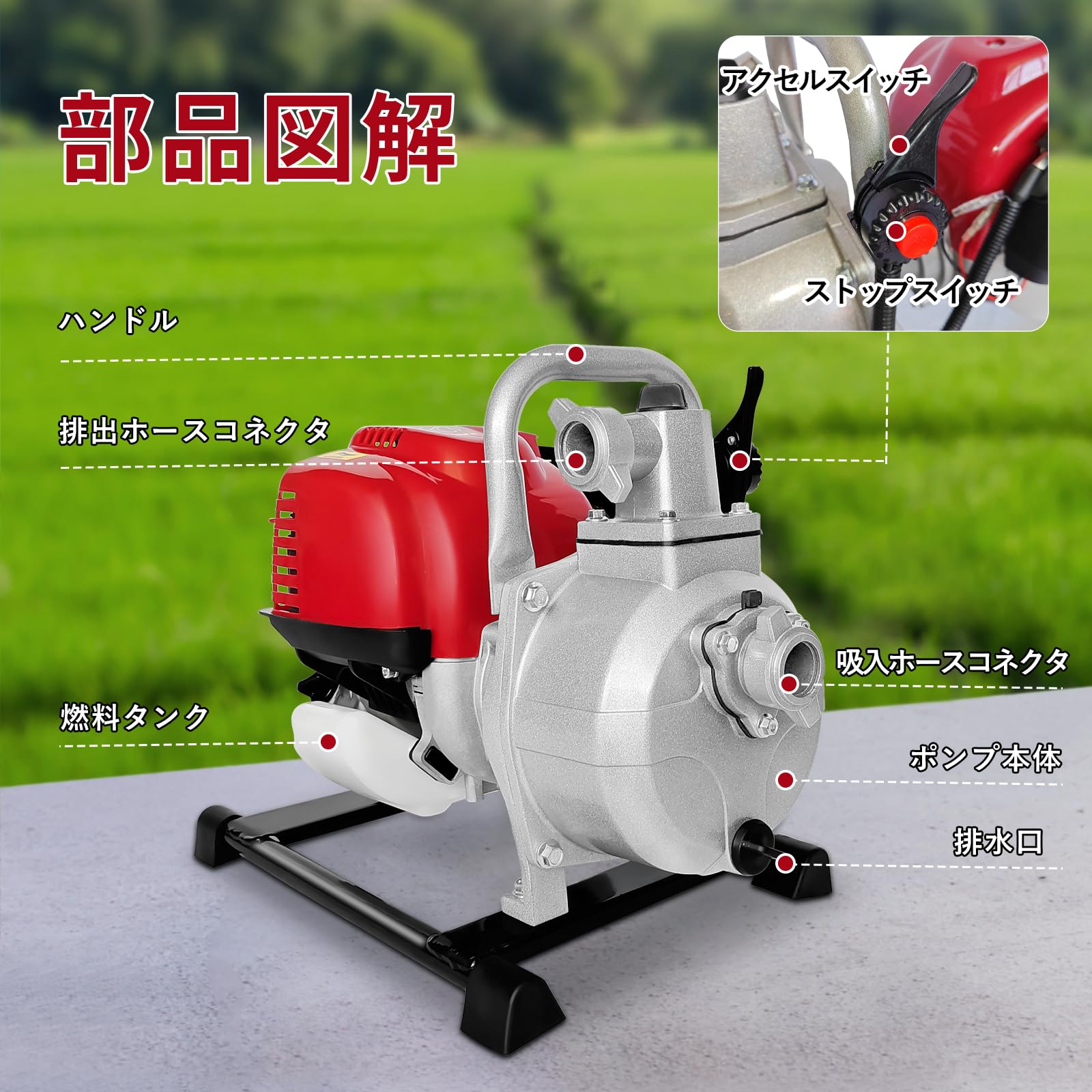 Amazon | AMANEX エンジンポンプ 4サイクル 25mm 給水ポンプ 排水
